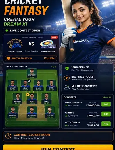 Come (Come Com) fantasy cricket & matchday visual 3